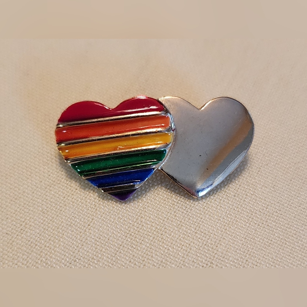 Colorful Heart Pin with Silver Accent